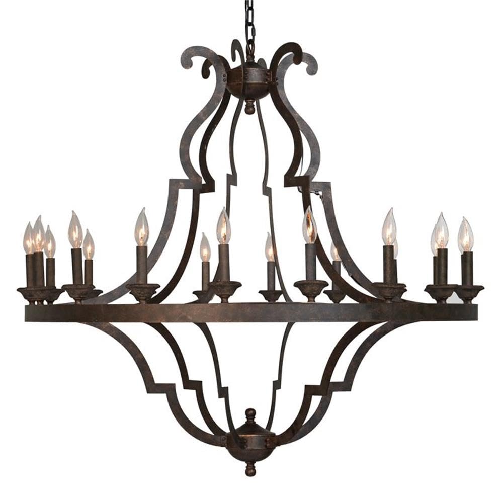 Kosas Home Seville 18-Light Wood and Iron Chandelier in Antique Gold