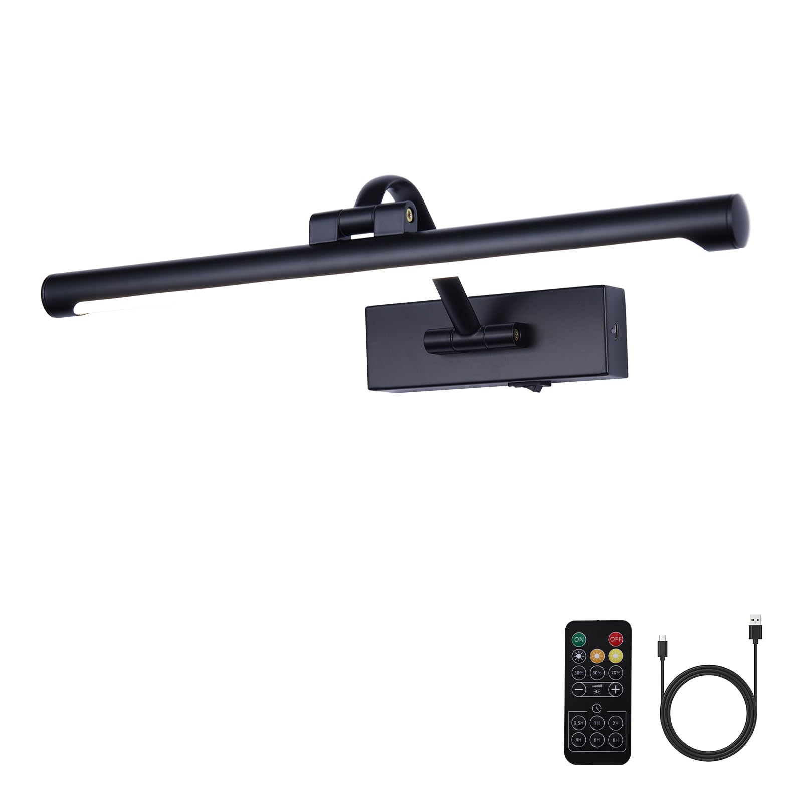 Black Picture Lights Battery Operated 16  Frame Light Rechargeable Gallery Lighting Remote Wireless Art Light For discomfort-reducingting Dimmable Display Lights With Timer Wall Sconce For Portrait Dartboard