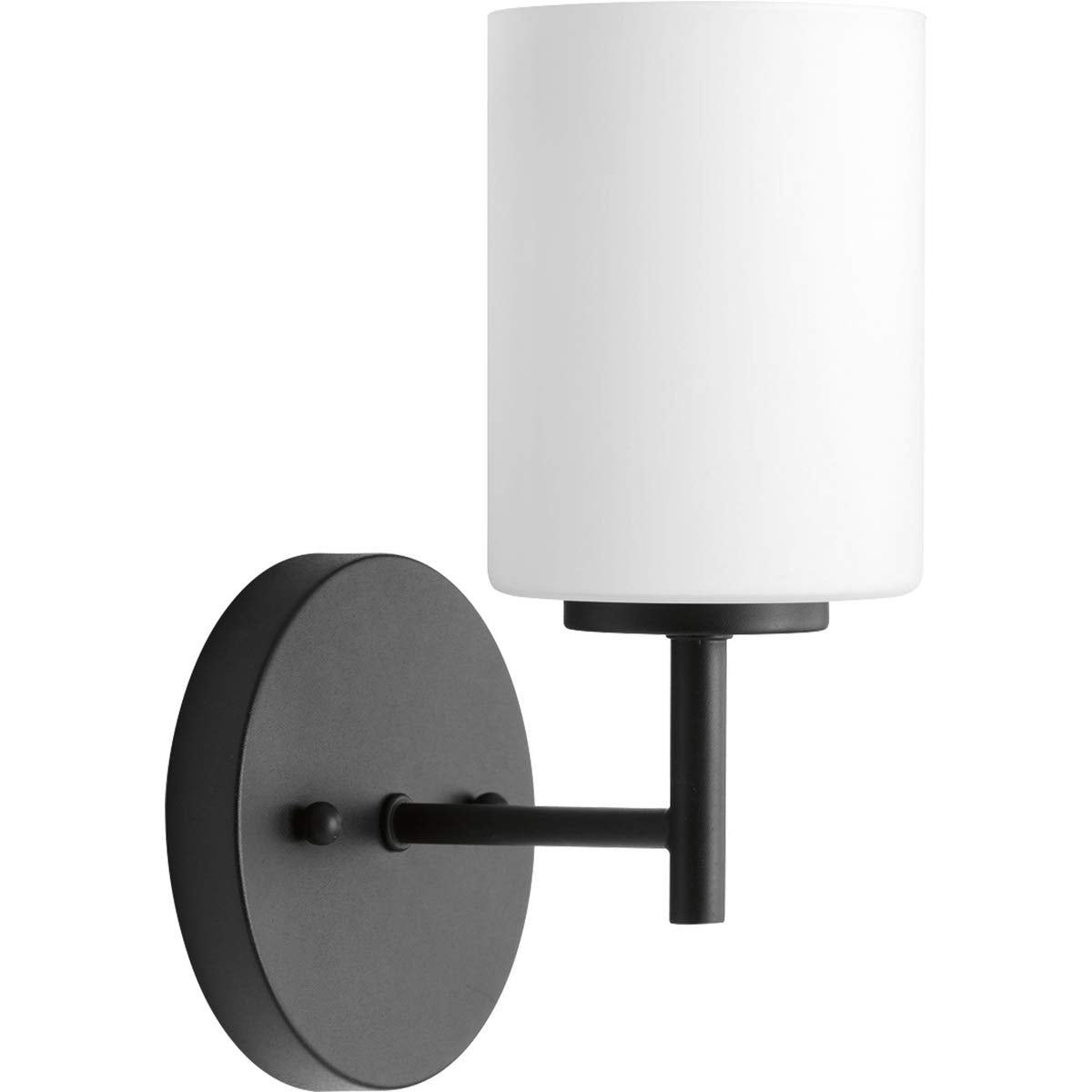 Progress Lighting 1-Light Bath Vanity Light Etched White Glass Textured Black Model P2131-31