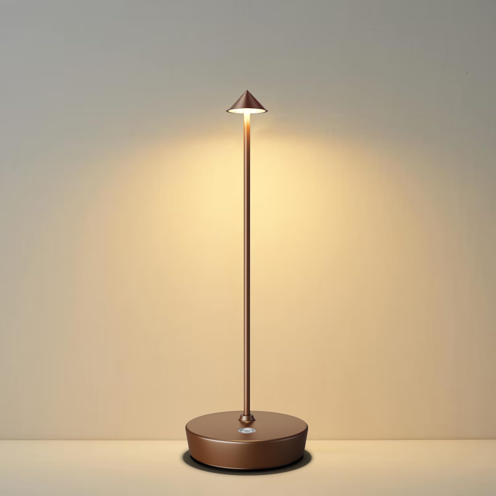 Tpczqj Rechargeable Cordless Table Lamp - 6000mAh LED, Touch Control, 3 Color Dimming, Portable, Waterproof, Coffee