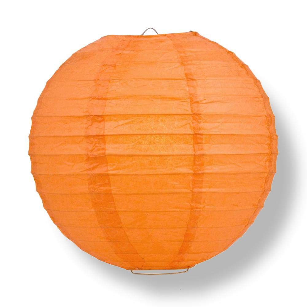 Quasimoon PaperLanternStore Decorative Paper Lantern - (Single  20-Inch  Persimmon Orange  Even Ribbing) Round Paper Lantern - Ideal Wedding and Party Decor or Home Accent  Lighting Optional