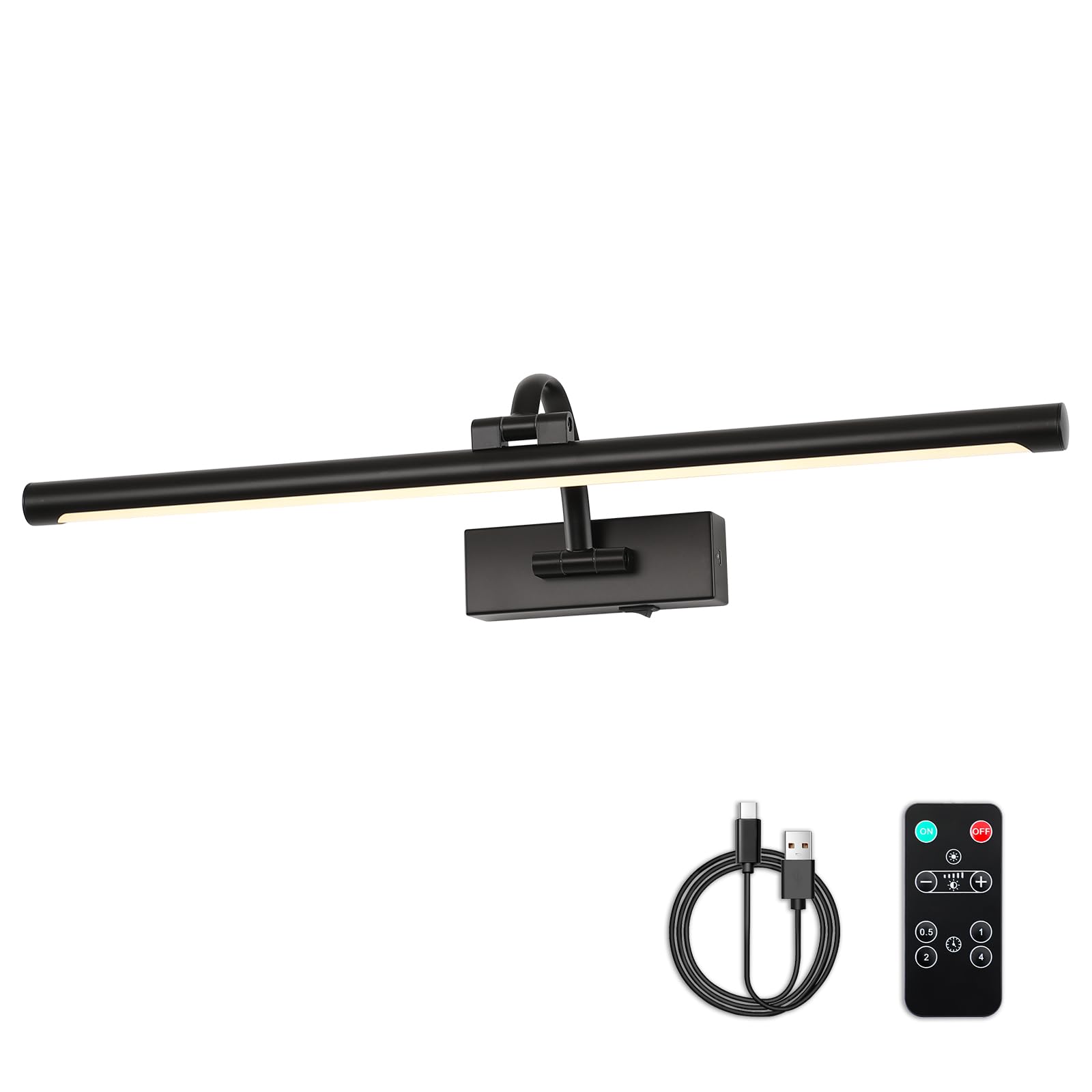 DESOOP Dimmable Black Picture Lights with Remote and Timer Wireless Art Lights Rechargeable Gallery Lighting for Canvas Portrait