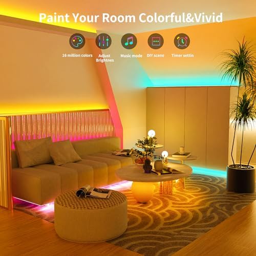 Ganzqh Led Lights For Bedroom 150Ft Rgb Led Strip Lights Music Sync Color Changing ,Diy Led Light Strip With Remote & App Contro