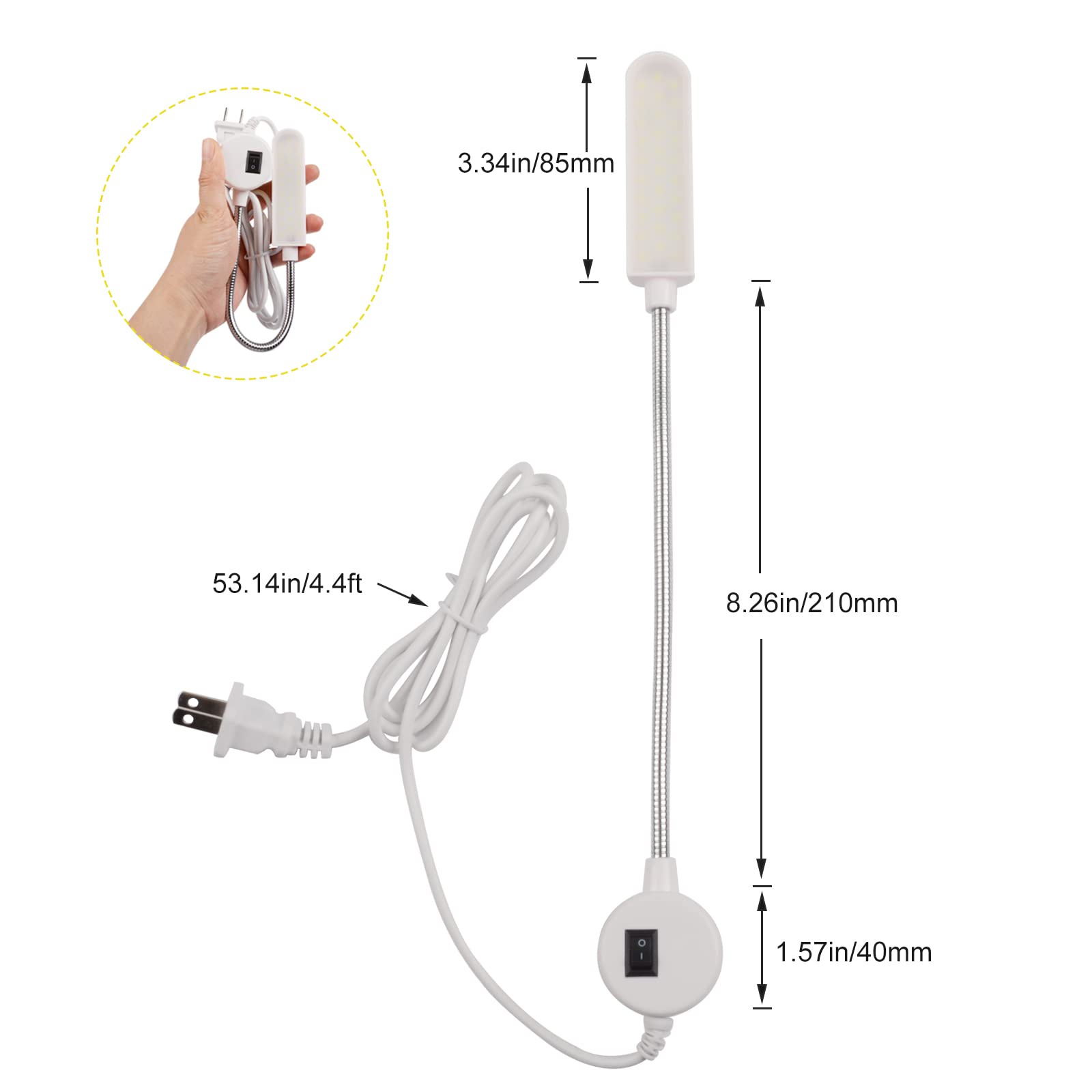 Autidefy 30Leds Sewing Machine Light, 6 Watt Portable Work Light, Flexible Gooseneck Lampe With Magnetic Base For Workbench Lath