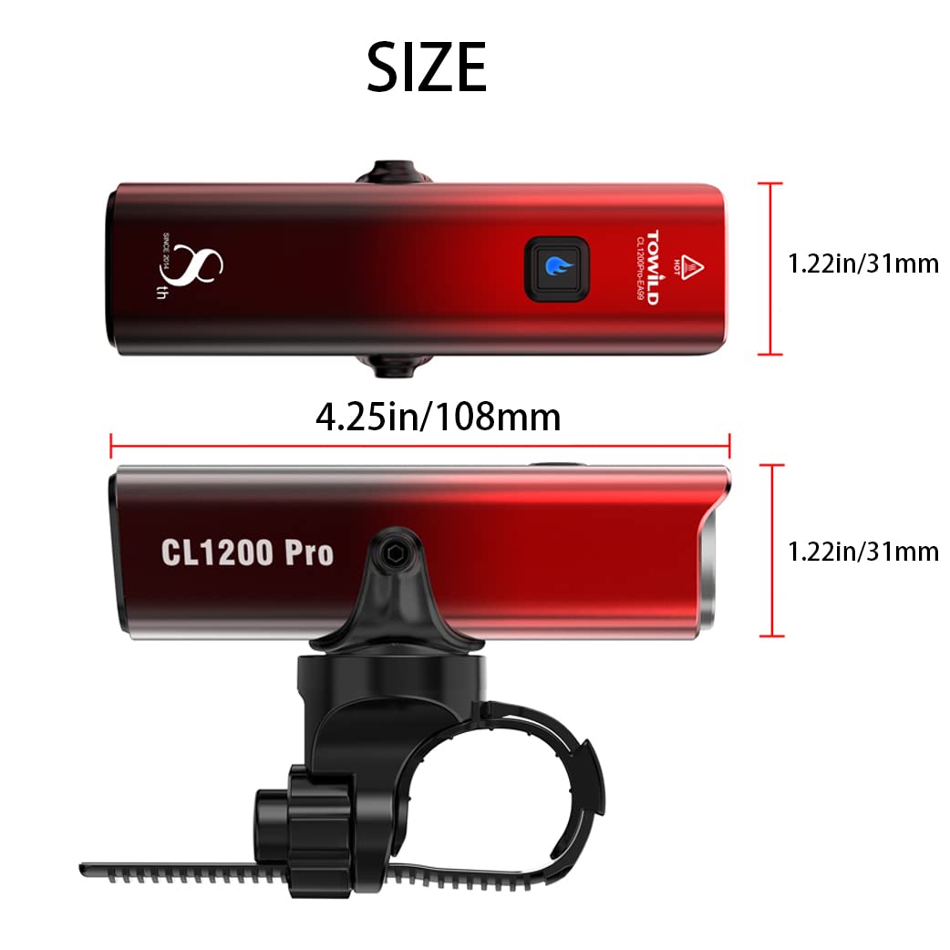 Towild Bike Light Rechargeable,Quick-Release,1200 Lumen For Night Rinding,Ipx6 Waterproof,5 Night & Day Modes Bicycle Headlight