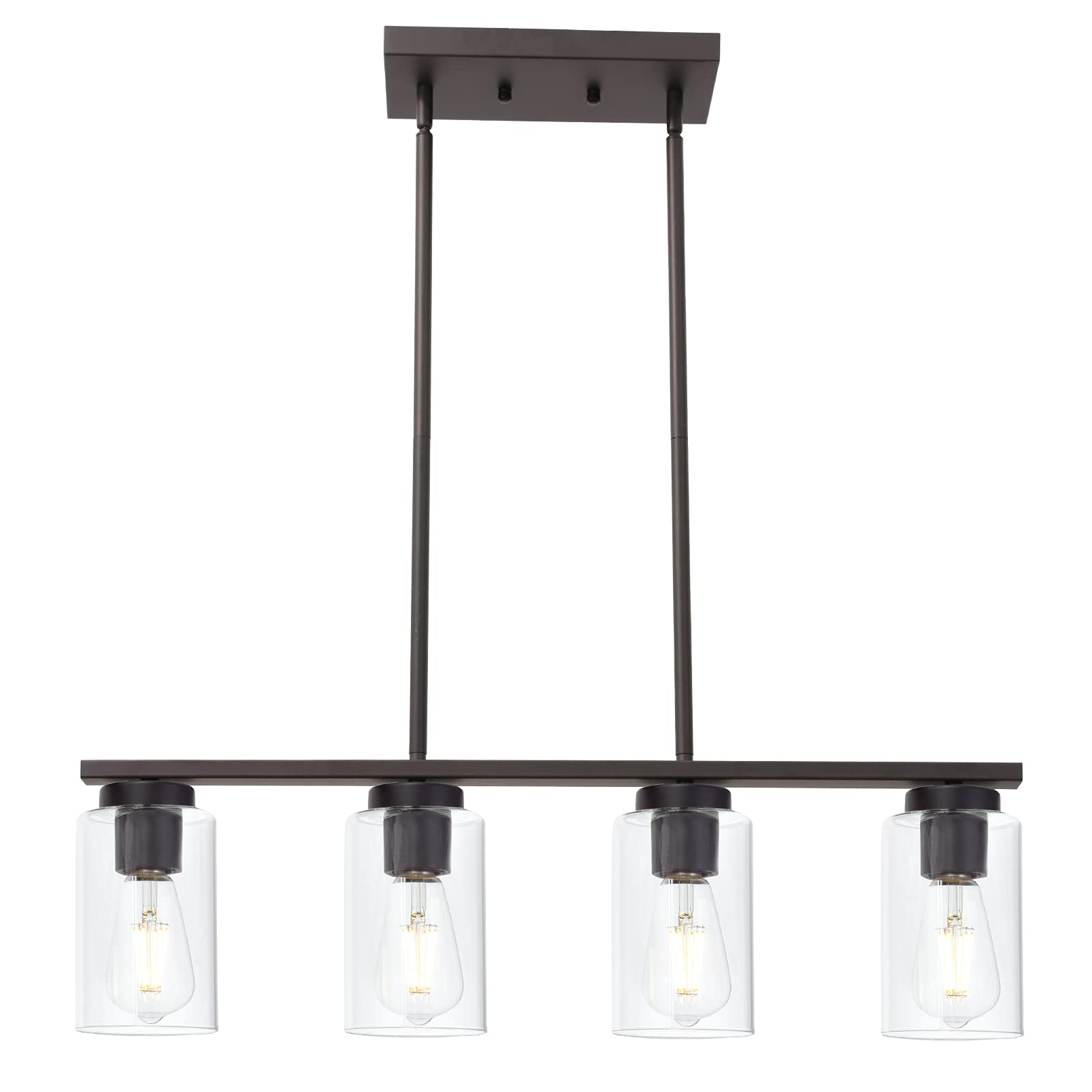 TODOLUZ Farmhouse Chandelier 4-Lights Clear Glass Pendant Light Oil Rubbed Bronze Model 732688371430