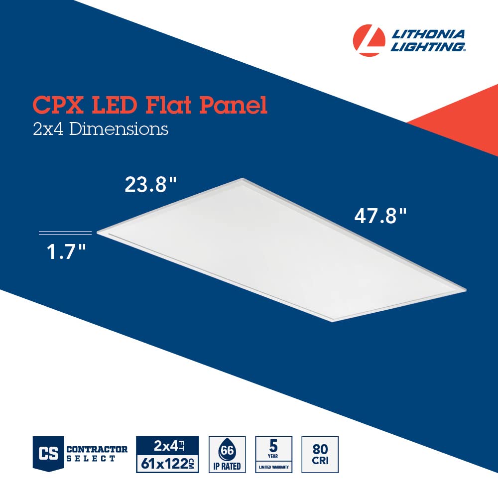 Lithonia Lighting LED Flat Panel Light CPX 2X4 4000 Lumens 4000K Non-Dimming 2 ft. x 4 ft. Aluminum 2 Pack