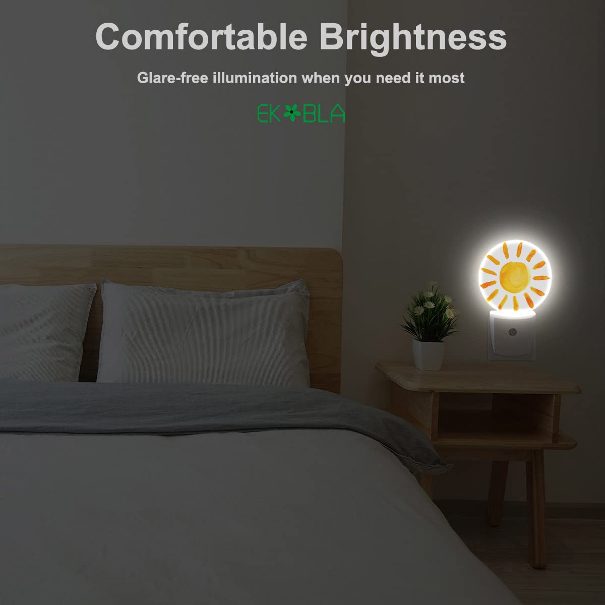 Ekobla Watercolor Big Sun Night Light Sunny Day Bright Sunshine Night Lights Plug Into Wall For Boys Girls, Led Lamp For Bathroo