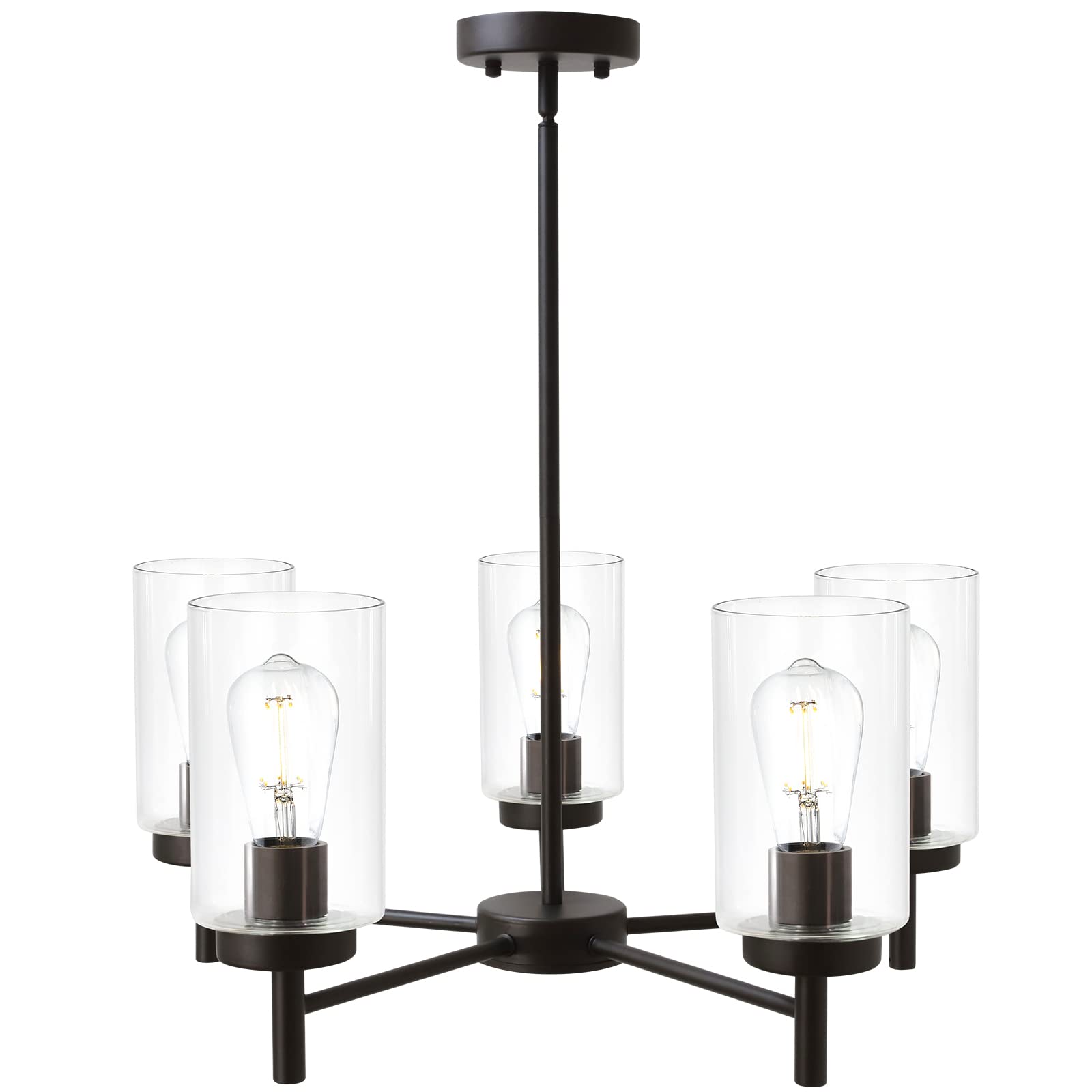 VINLUZ 5-Light Chandelier Oil Rubbed Bronze Modern Pendant Lighting for Dining Room, Living Room, Kitchen, Model 1810-5-13