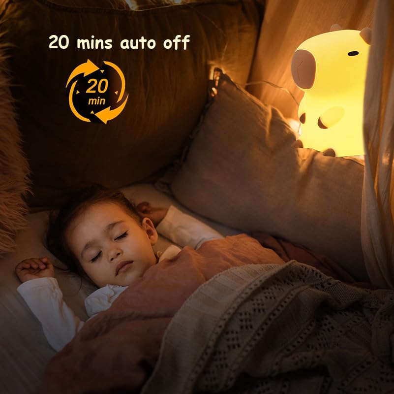 Bestfaith Cute Capybara Night Light  Led Squishy Night Lamp  2 Levels Dimmable Nursery Nightlight  Rechargeable Touch Lamp  Dorm Decor  Funny Gifts (Normal)