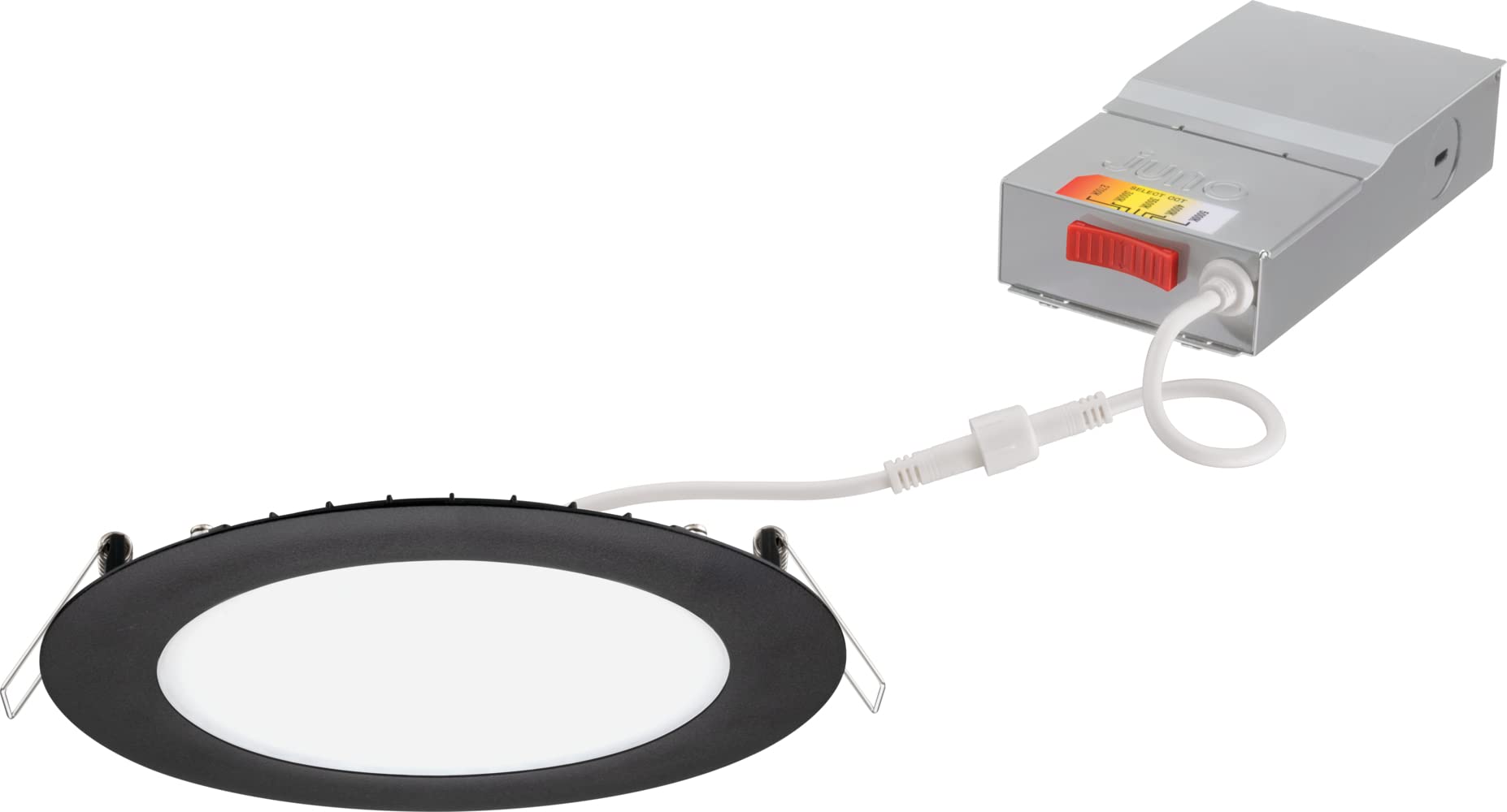 Juno Round LED Recessed Light, 6-Inch Ultra Thin Trim, 90CRI, Matte Black, Switchable Color Temp 2700K-5000K, Triac Dimming