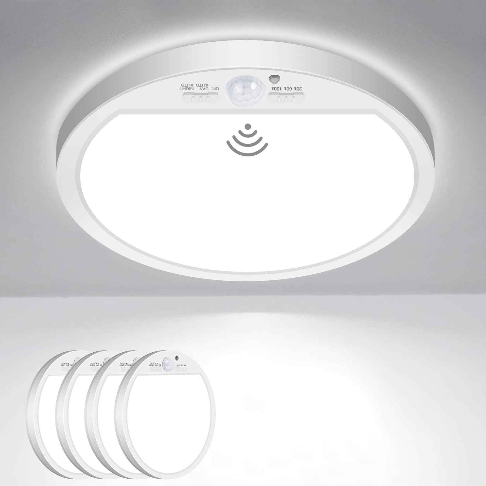 Slochi 4Pack Motion Sensor Light Indoor Wired, 8.7 Inch 3000K/4000K/6500K Closet Lights Motion Sensored, 18W 1800Lm Flush Mount 