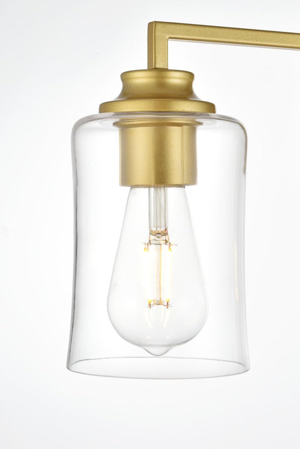 Living District Ronnie 4-Light Iron & Glass Bath Sconce in Brass/Clear