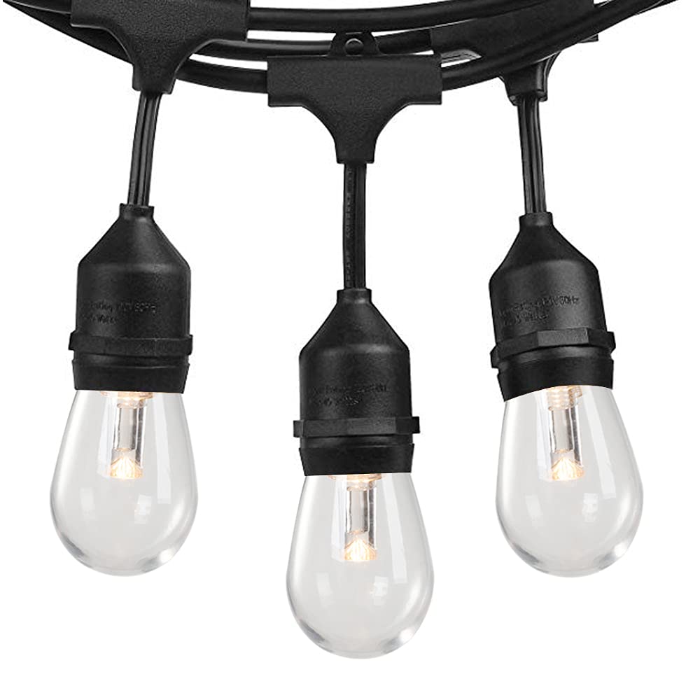 SUNTHIN 48ft LED Outdoor String Lights with 0.9W Shatterproof Bulbs for Patio, Backyard, Porch, Commercial Light String