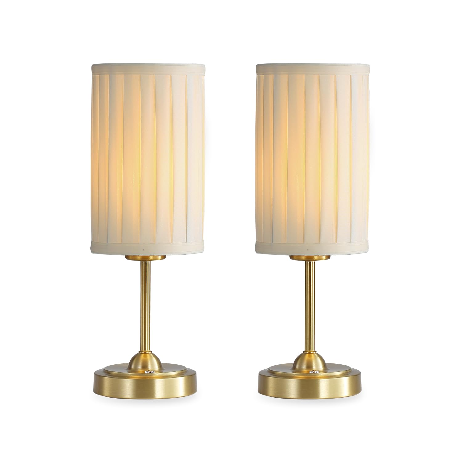 GaoIlalight Portables Cordless Table Lamp Set of 2,LED Fabric Shade DeskLamp,Rechargeable Battery Operated,Lighting for Bedroom,