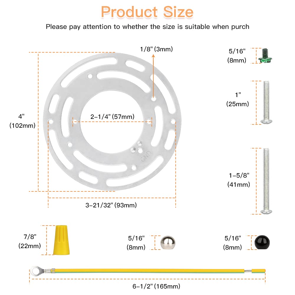 Upgraded Version - 2 Sets 4'' Diameter Light Fixture Mounting Bracket, Helunsi Universal Crossbar For Lighting, Ceiling Fan Ligh