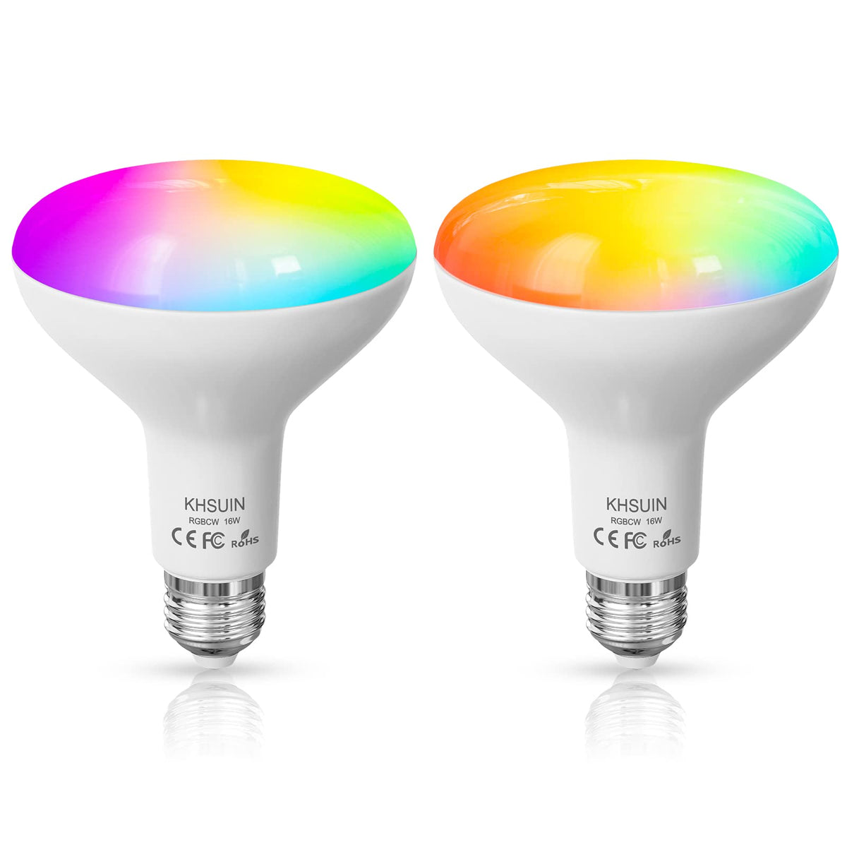Khsuin Smart Light Bulbs 16W Br30, 1600Lumen, Alexa & Google Home Compatible, 2