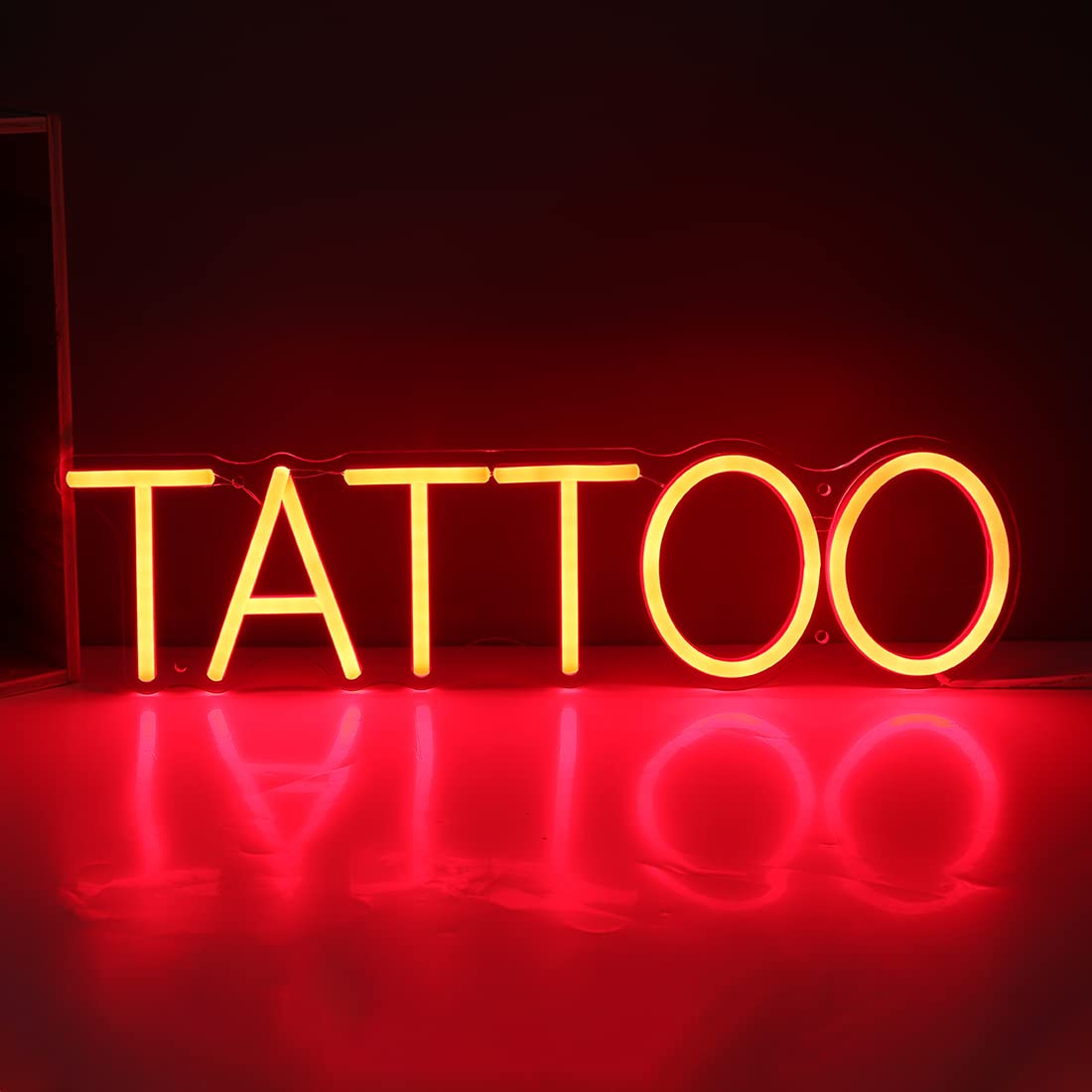 Britrio Neon Light Wall Sign for Tattoo Salon, 15.75x4.17 inches, Horizontal Red, Acrylic, USB Powered, Fun Wall Art Decor
