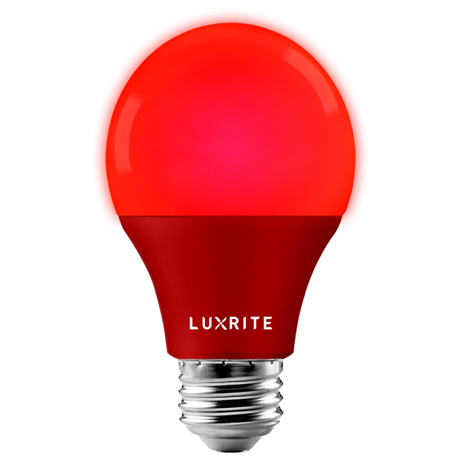 LUXRITE A19 LED Red Light Bulb, 60W Equivalent, Non-Dimmable, E26 Base, 1 Count, UL Listed