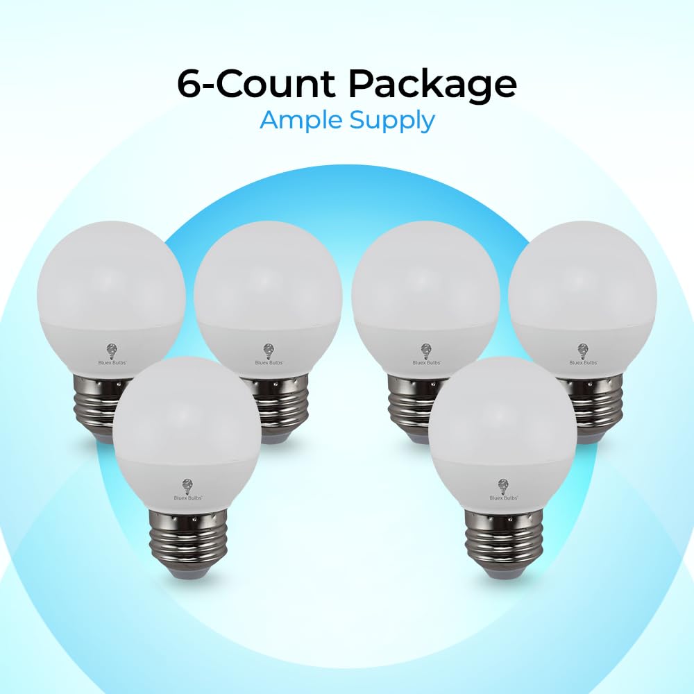 Bluex Bulbs 6 Pack G16 Led Light Bulbs - 6W 550 Lumens 3000K Warm White E26 Base 120V - Mini Led Light Bulbs Suitable For Chande
