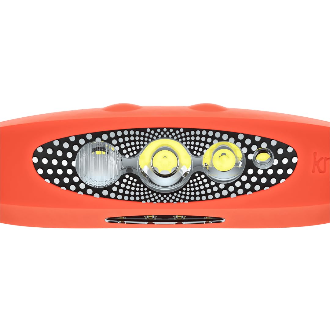 Knog Bilby 400 Lumen Headlamp - Rechargeable Silicone Head Light W/ 7 Light Modes - Ultralight, Ip67 Waterproof (Fluoro Orange),