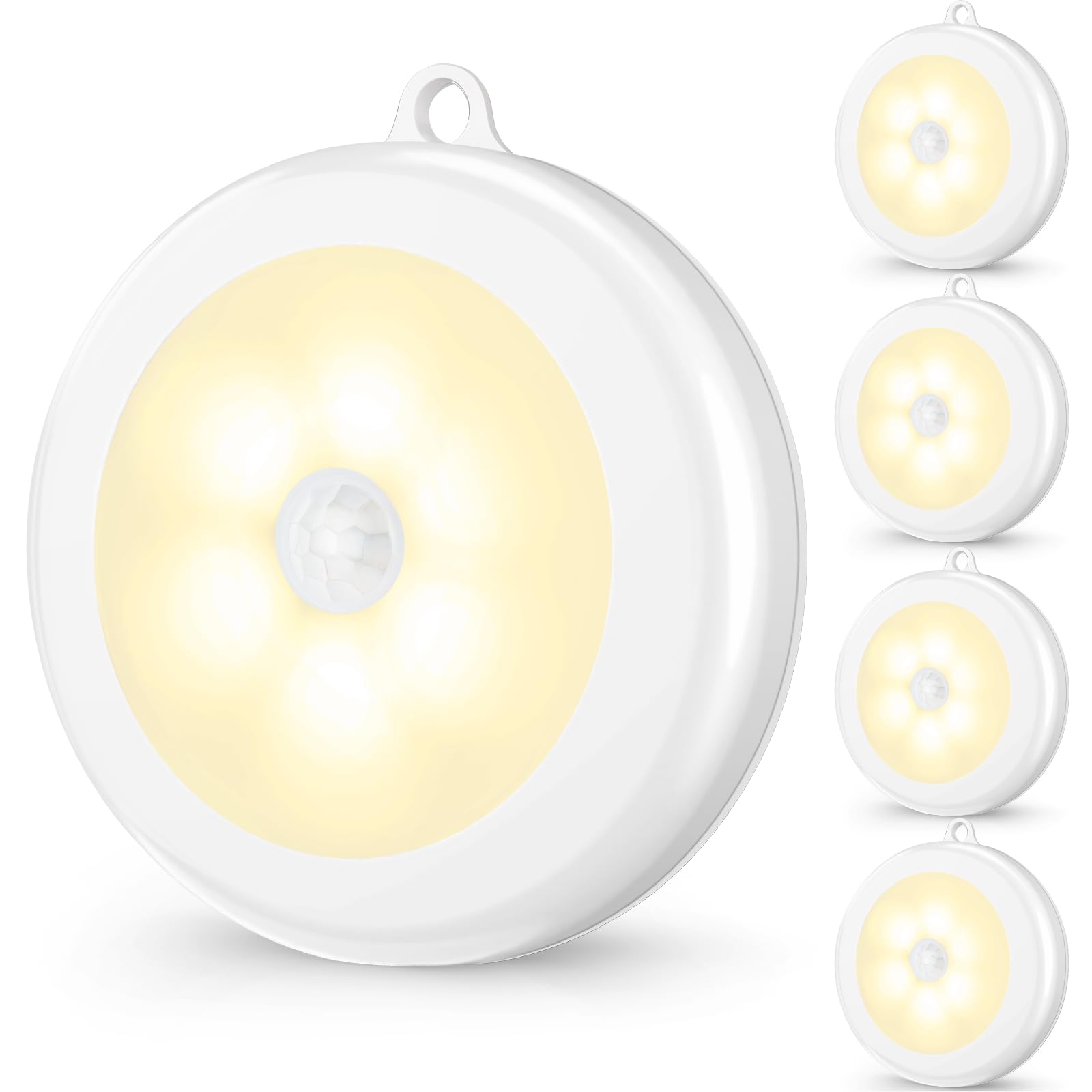 Mlambert Motion Sensor LED Night Light, 4 Pack, Cordless, Battery-Powered, Neutral White, Model USTX-MSL-4000K-4