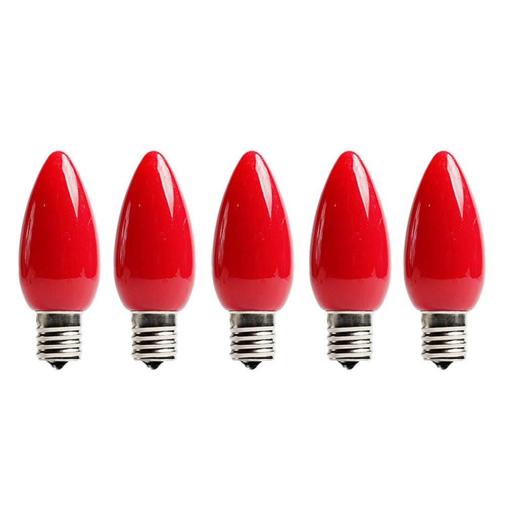 EZLS C9 Red Opaque SMD LED Bulbs - 5 Pack Smooth Lens Red Opaque C9 Replacement Bulbs