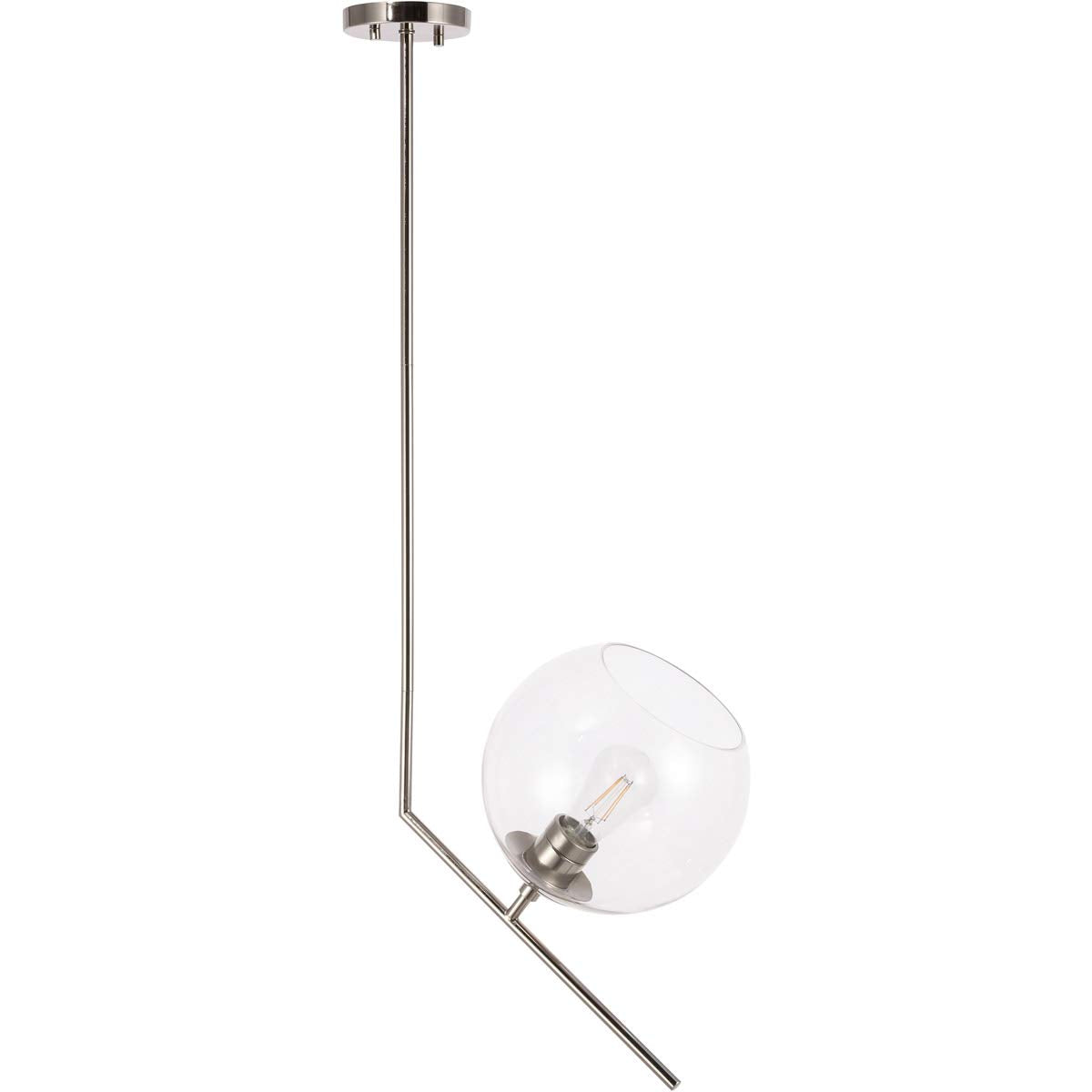 Living District Indoor Modern Home Decorative Bright Ceiling Ryland 1 Light Chrome and Clear Glass Pendant
