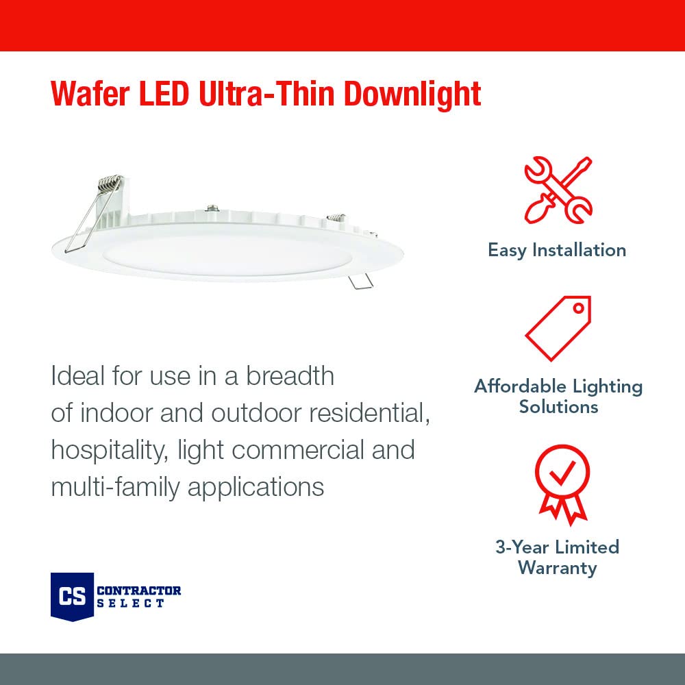 Juno Wf4 Sww5 90Cri Cp6 Mw M2 Round Baffle Led Downlight, 120 Volts, 2700K/3000K/3500K/4000K/5000K, Triac Dimming, 4-Inch, Matte White, 6 Pack