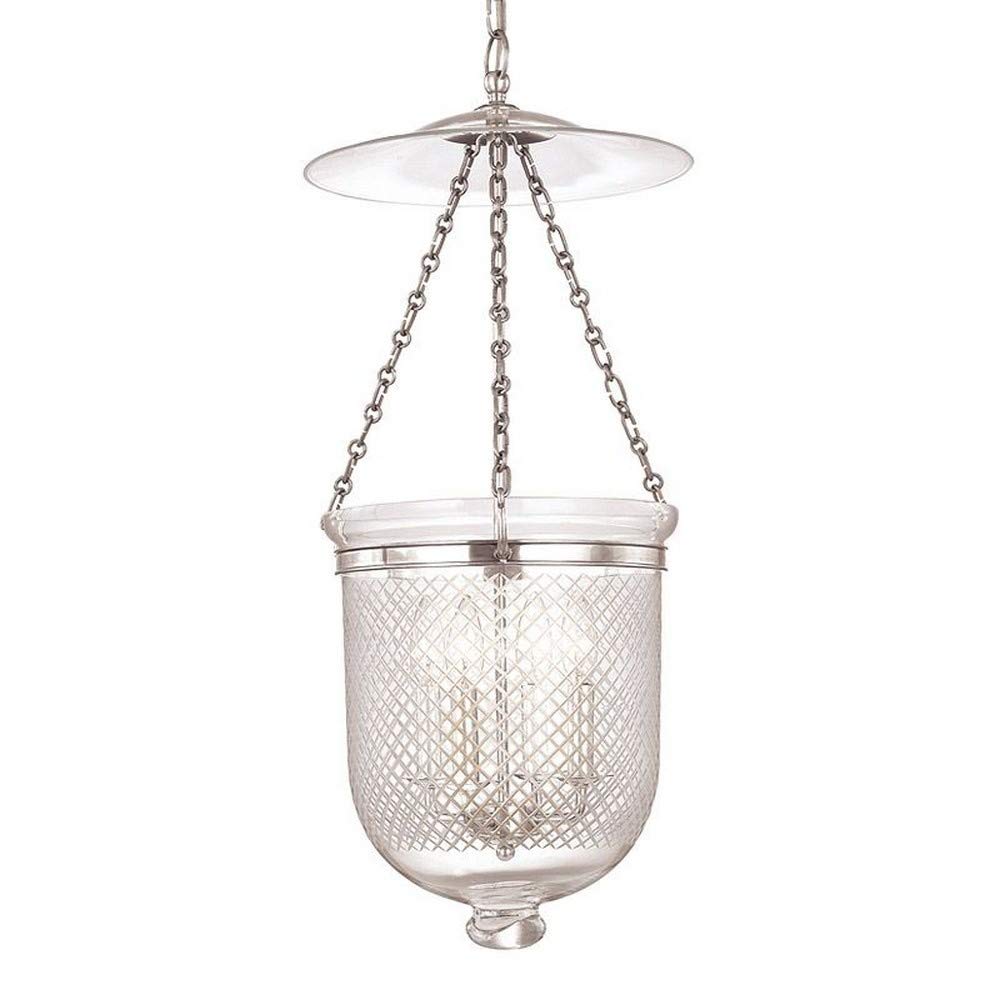 Hudson Valley Lighting 255-PN-C2 Hampton Collection - Four Light Pendant with Argyle Pattern Glass, Polished Nickel, Silver