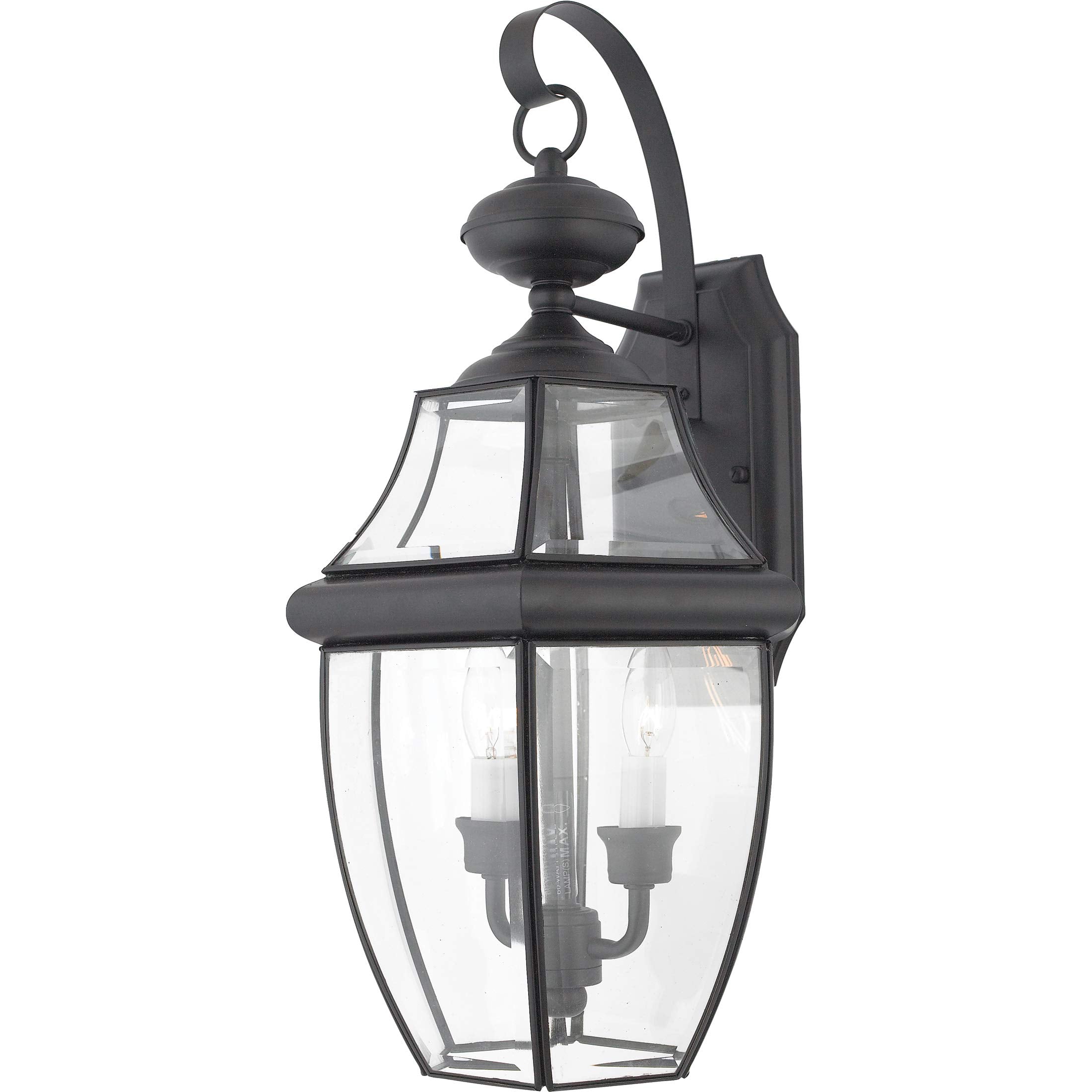 Quoizel Newbury Outdoor Wall Lantern 20 Inch 2-Light Mystic Black E12 Brass Fixture