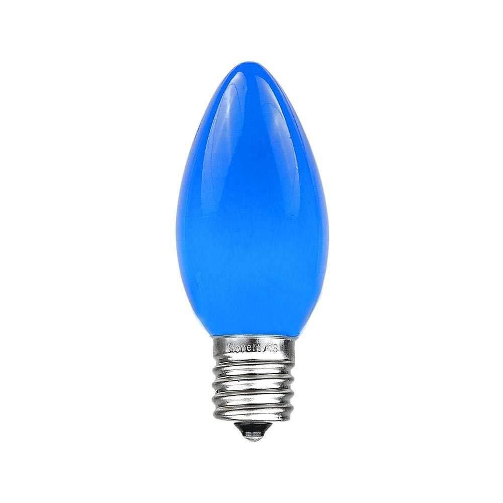 25 Foot C9 Blue Ceramic Christmas String Light Set - Outdoor Christmas Light String - – Opaque Christmas Bulbs - Roofline Light String – Outdoor String Lights - Green Wire