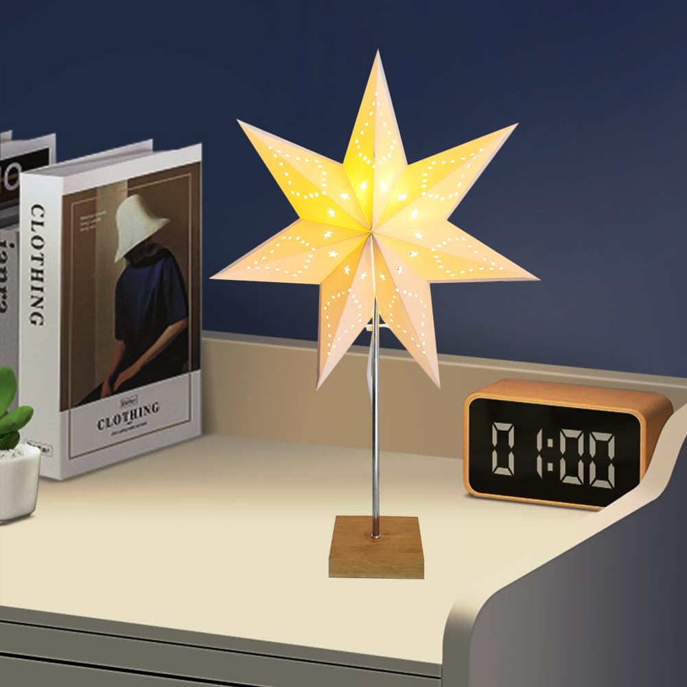 Fosinz Table Lamp Paper Chrome Nightstand Light 24.8inx16.9inx7.09in White Model 309