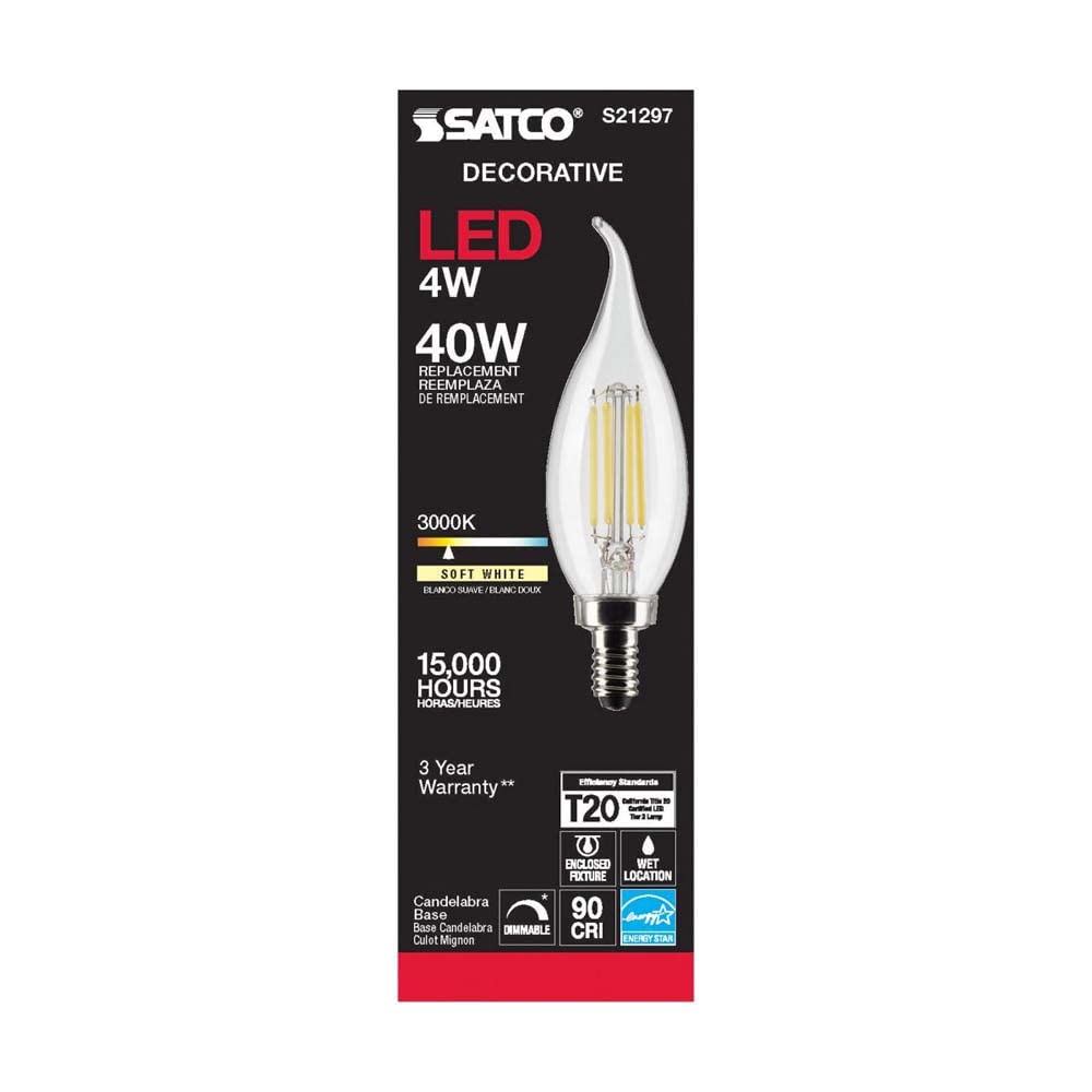 Satco S21297 4Ca10/Led/930/Cl/120V/E12-6 Pack
