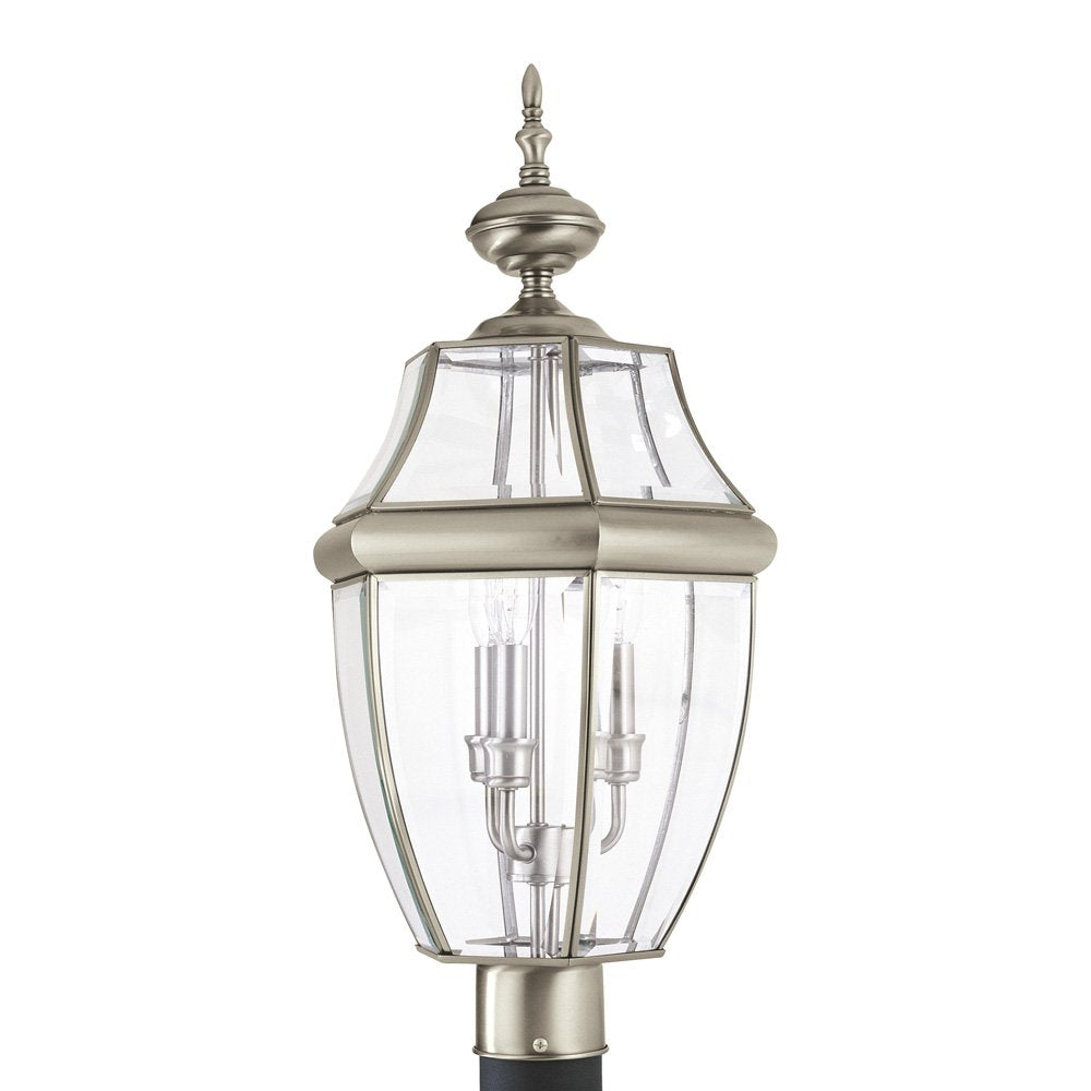 Generation Lighting 8239-965 Lancaster Traditional Three - Light Outdoor Light Post Outside Fixture, Antique Brushed Nickel Fini