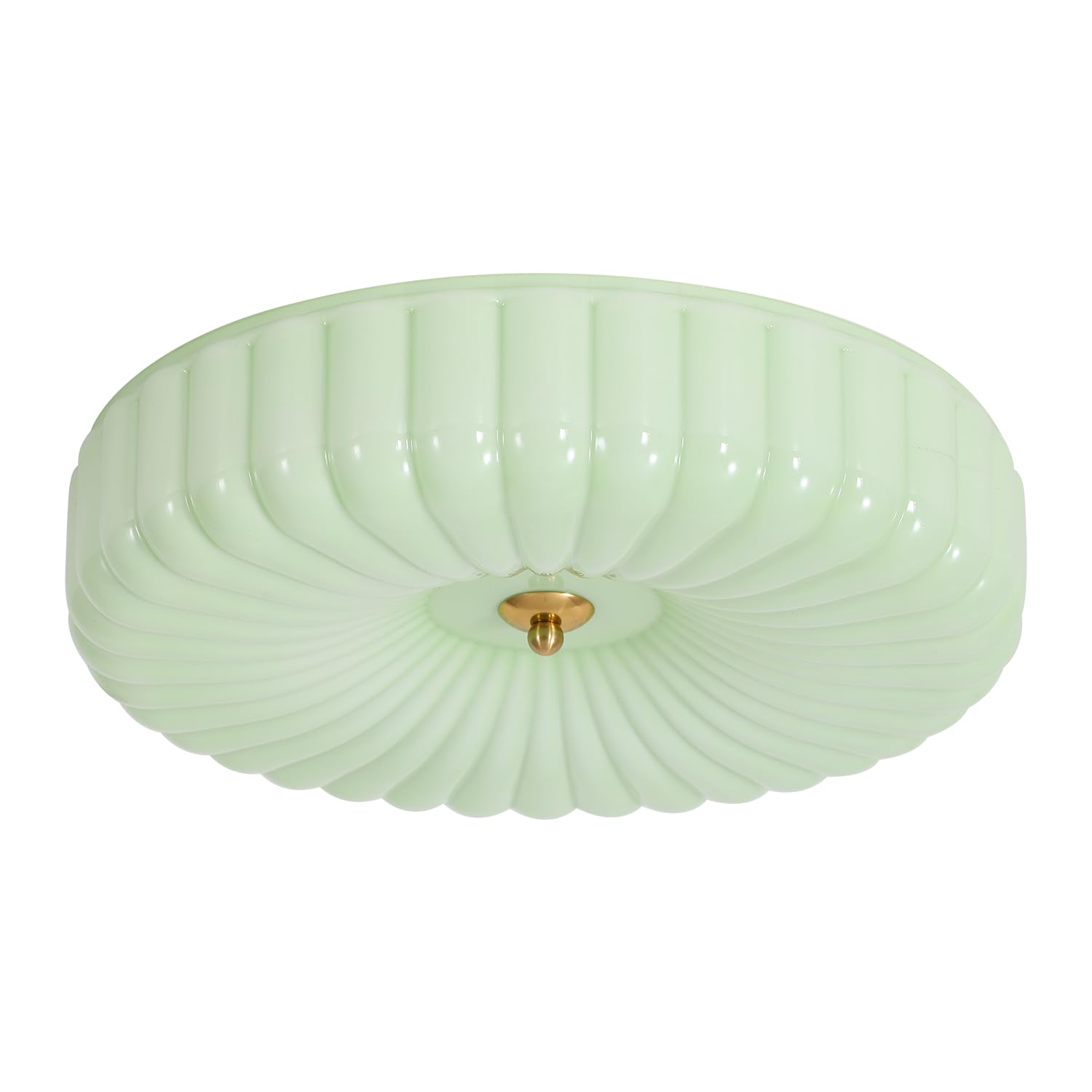 KCO Lighting Nordic Green Glass Flush Mount Ceiling Light Vintage LED Semi Flush Mount Ceiling Light Mid Century Modern Bathroom