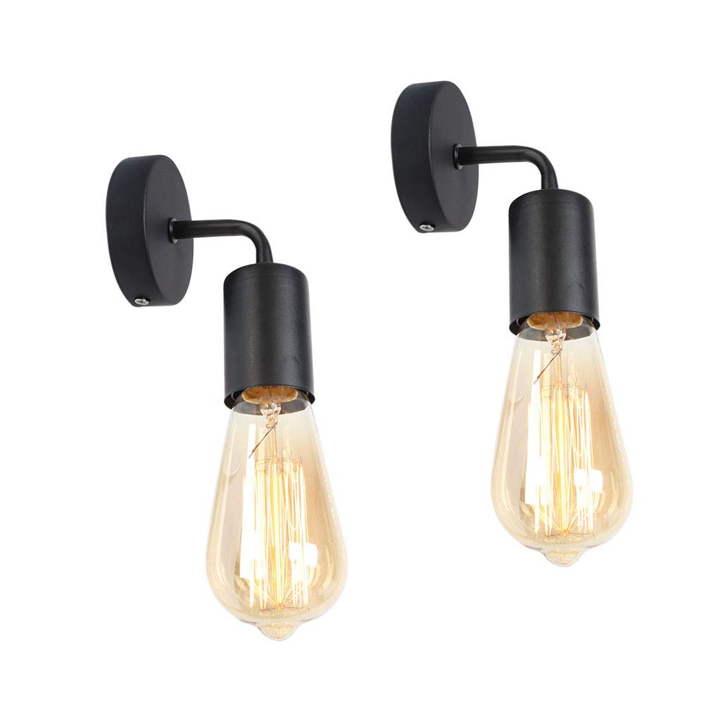 Apaix Vintage Sconces Black for Wall Lamps, E26 Base Retro Wall Mount Light Fixture Indoor for Bedroom, Corridor, Living Room 2P