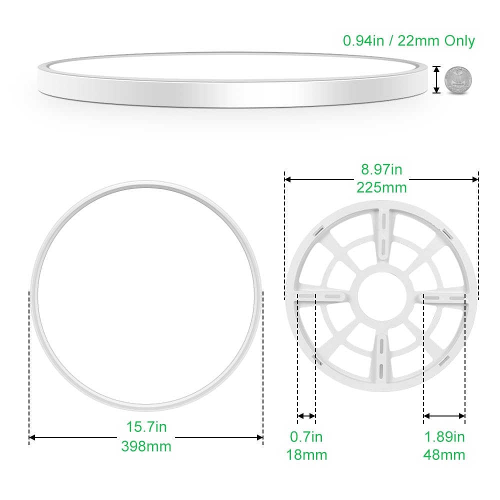 15.7'' Led Flush Mount Ceiling Light - 32W, 4000K Round Flat Panel, Bright For Bedroom, Living & Dining Room