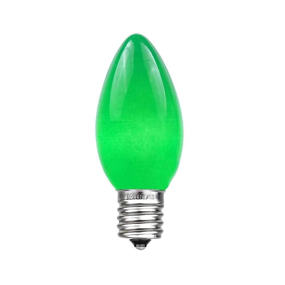 25 Foot C9 Green Ceramic Christmas String Light Set - Outdoor Christmas Light String - – Opaque Christmas Bulbs - Roofline Light String – Outdoor String Lights - Green Wire