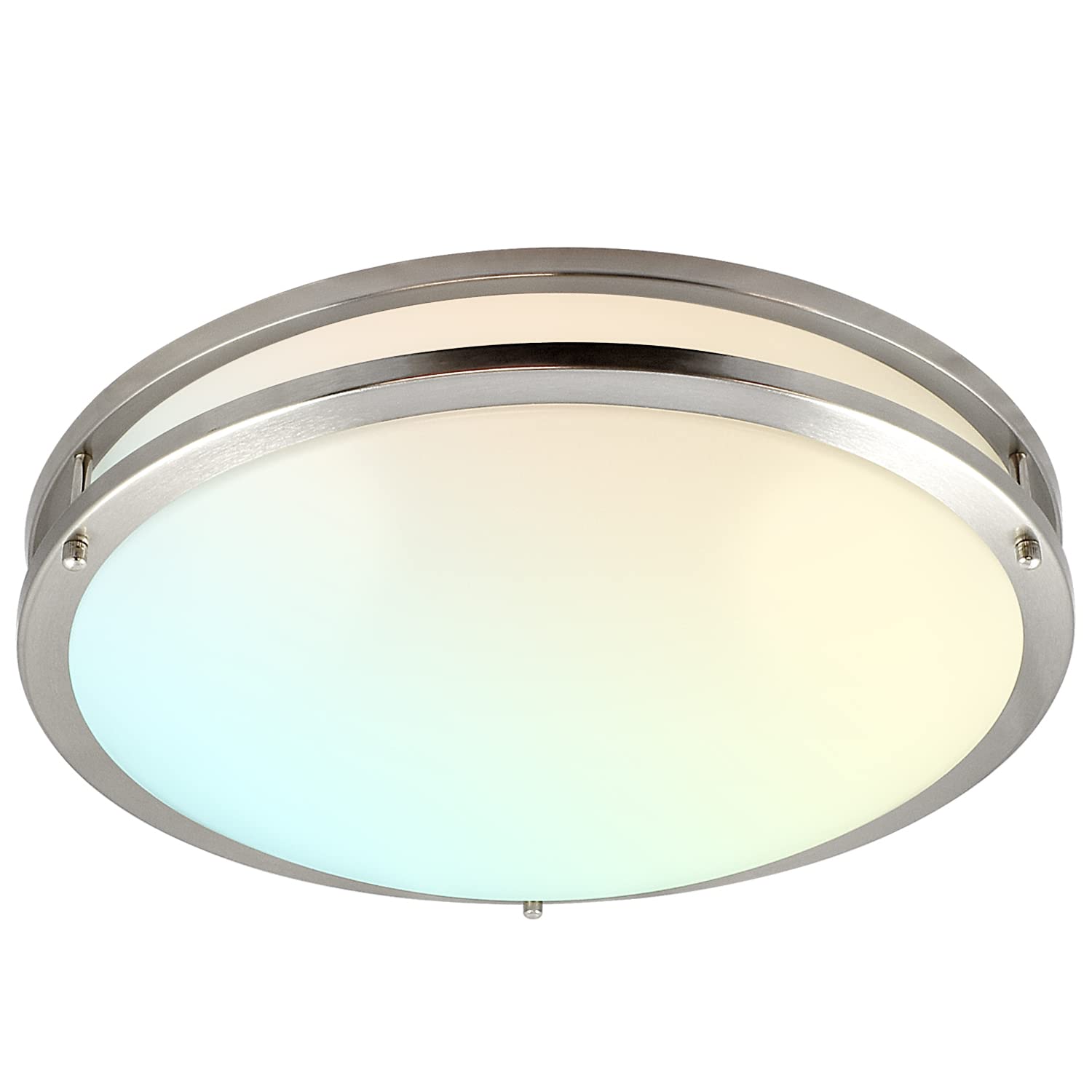 LUXRITE LED Flush Mount Ceiling Light, Dimmable, 24W, 2160 Lumens, 18 Inch, Brushed Chrome, Model LR23284
