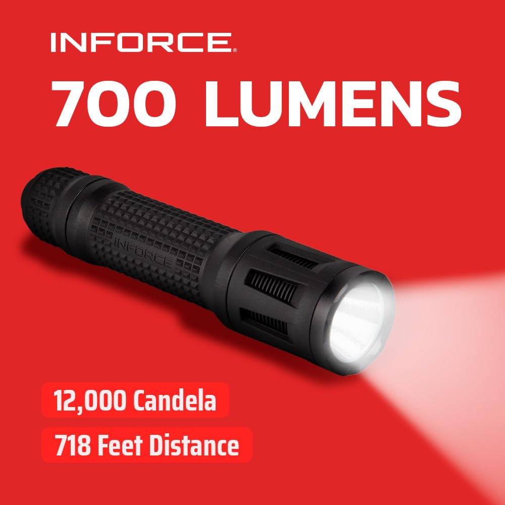 Inforce TFX Handheld Flashlight 700 Lumens White Light, Black Body