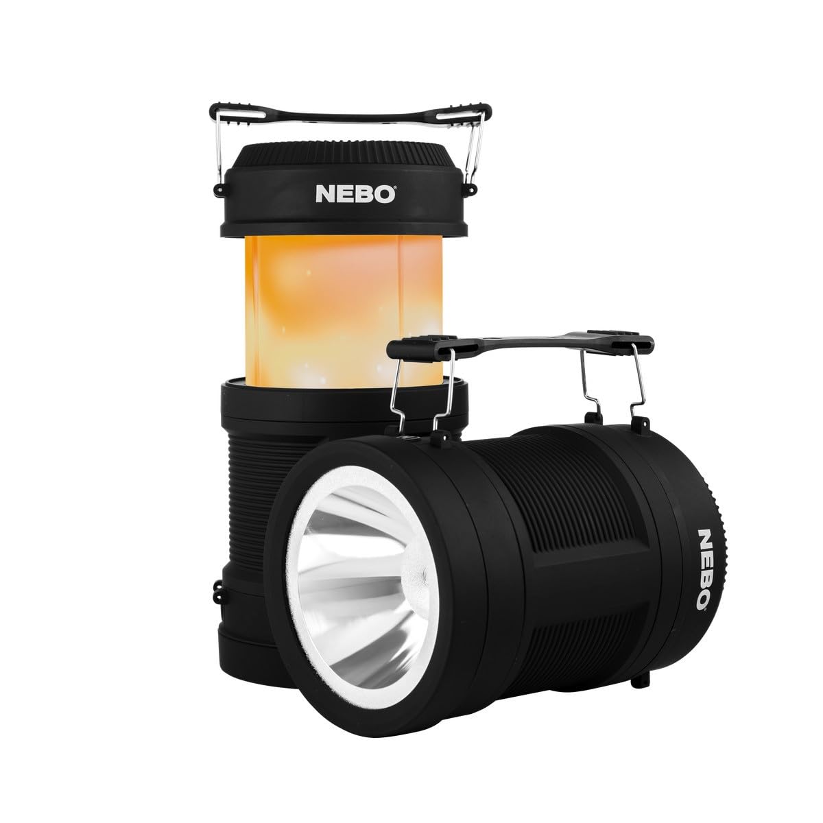 NEBO BIG Poppy Lantern, Flashlight & Power Bank | 300 Lumens, 15 Hours Run Time, Rechargeable LED Spotlight, Pop-Up Flame Emulat