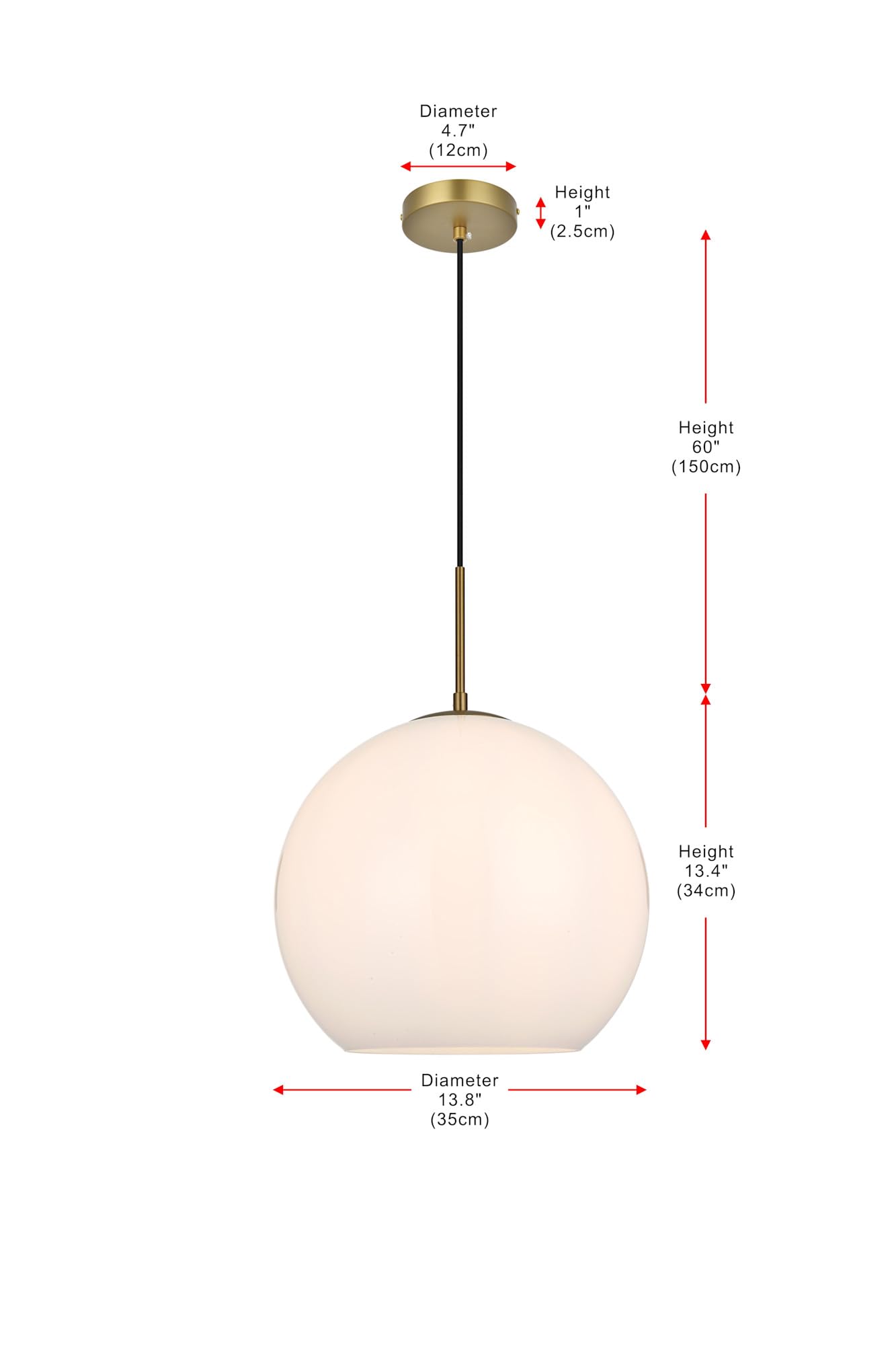 Elegant Lighting Living District Baxter 1 Light Chrome Pendant with Frosted White Glass