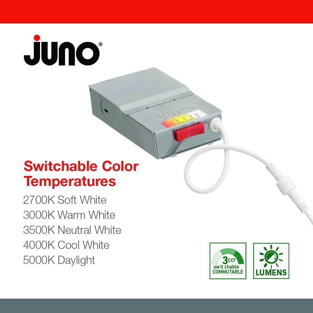Juno Wf4 Sww5 90Cri Cp6 Mw M2 Round Baffle Led Downlight, 120 Volts, 2700K/3000K/3500K/4000K/5000K, Triac Dimming, 4-Inch, Matte White, 6 Pack