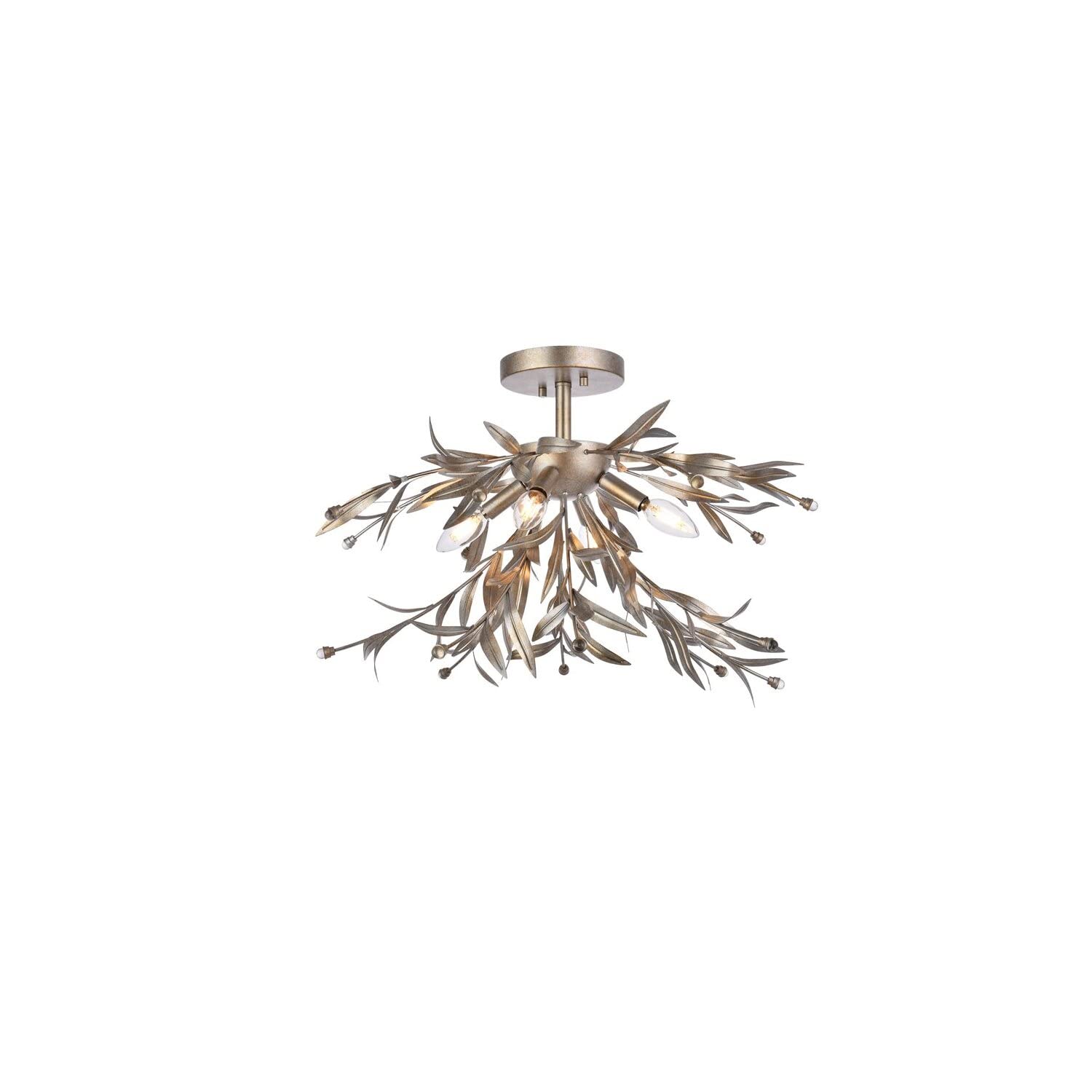 Living District Priscilla 4Light MidCentury Metal Flush Mount in Silver Leaf