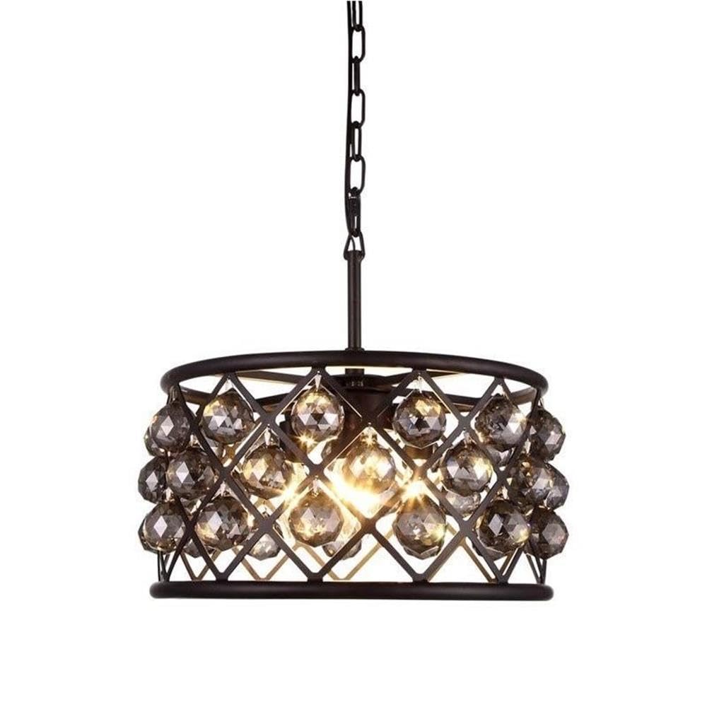 Elegant Lighting 1214D16MB-SS/RC Madison Collection 4-Light Pendant Lamp with Royal Cut  16 Depth x 9 Height  Mocha Brown Finish  Silver Shade