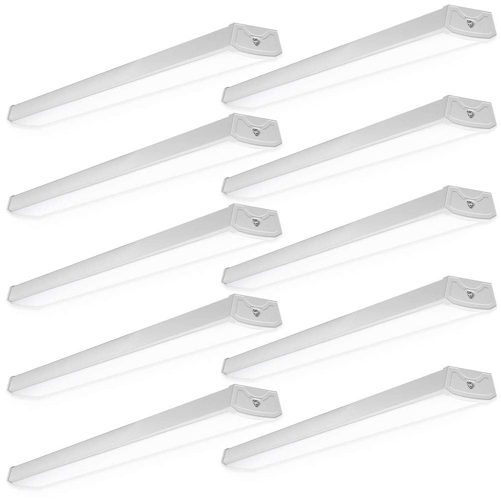 Sunco 10 Pack LED Garage Ceiling Lights Wraparound Fixture 4FT,Linkable Shop Light, 3500 LM, 40W=300W, 6000K Daylight Deluxe, Ha