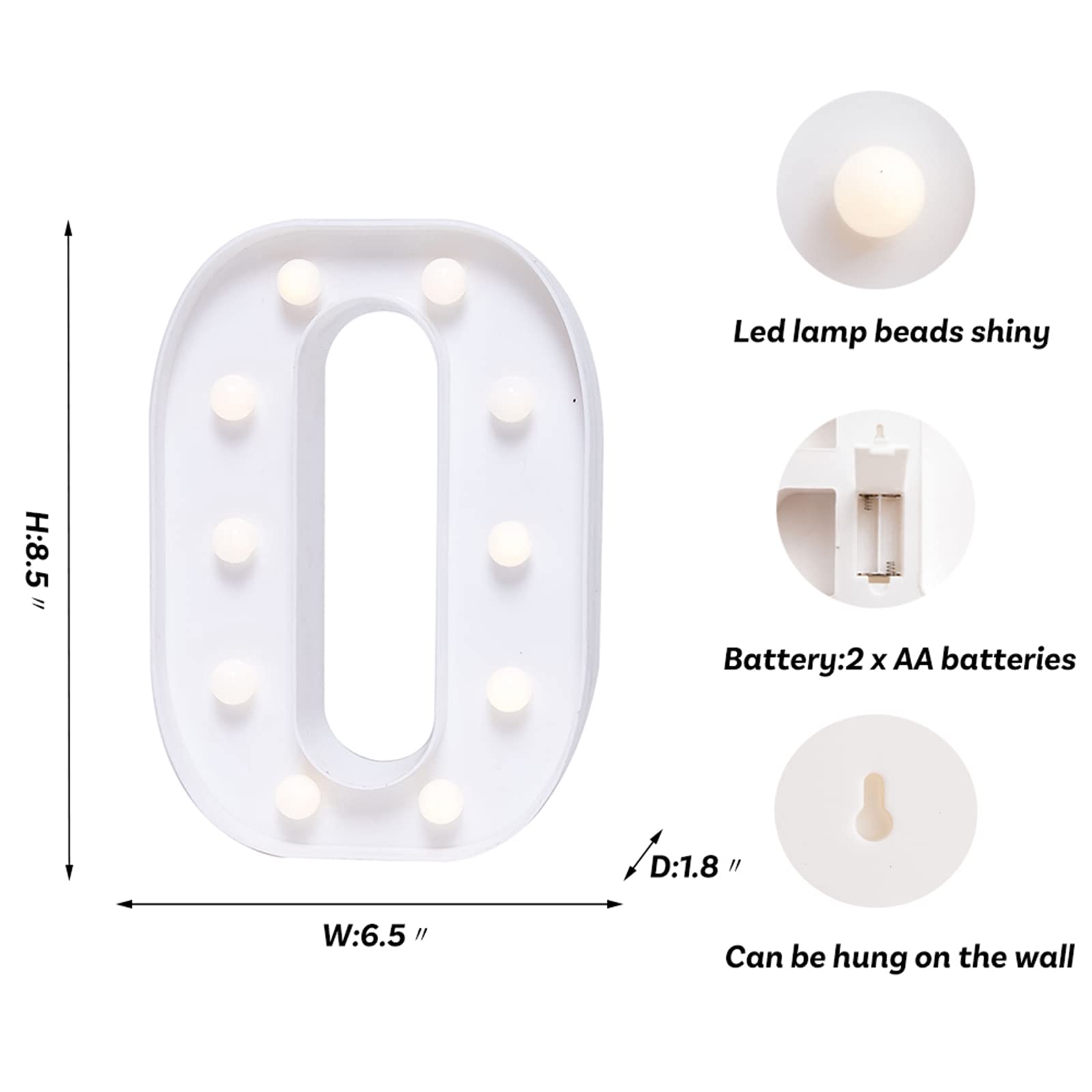 Foaky Led Letter Lights Sign Light Up Letters Sign For Night Light Wedding/Birthday Party Battery Powered Christmas Lamp Home Bar Decoration(O)