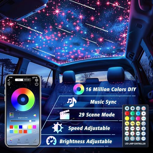 Vastfire Dual Color Starlight Headliner Kit 1300Pc Rgbw Fiber Optic Lights For Car & Suv