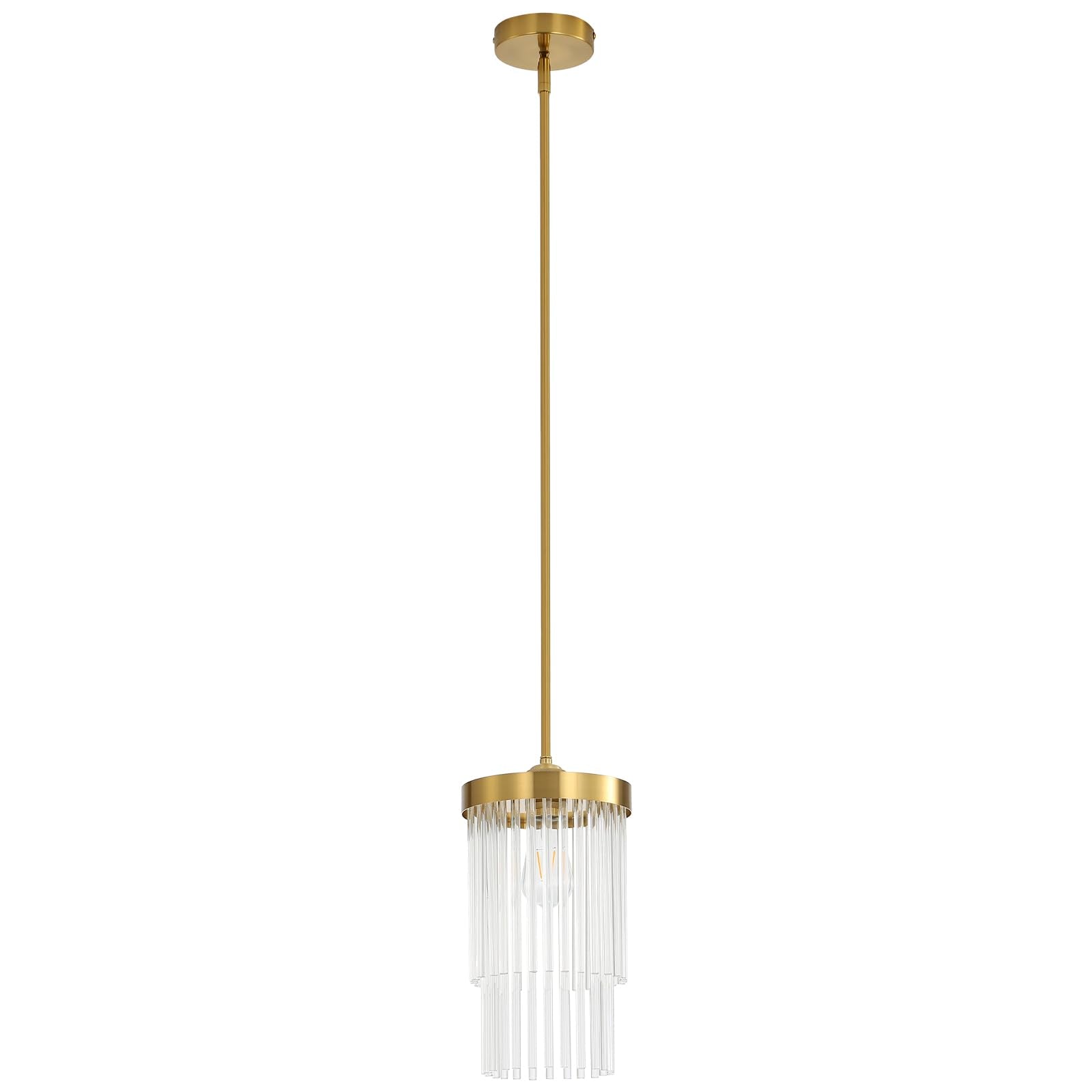 Modern Pendant Light Fixture for Kitchen Island  Elegant Brushed Gold Glass Crystal Hanging Light Fixtures  Mini Over Island Lights for Dining Room Foyer Sink Hallway  1-Pack